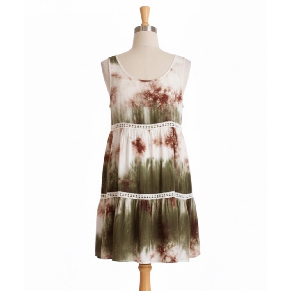 NWT Green Tie Dyed Voile & Lace Mini Slip Dress | Coastal Cowgirl Boho Grunge Lg - Picture 6 of 7